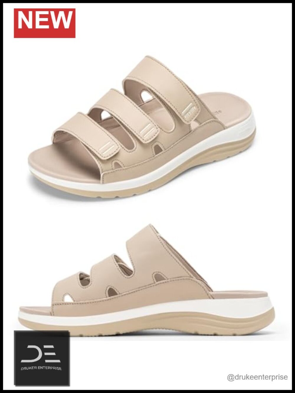 Wide Toe Box Slides with Arch Support, Lightweight Summer Sandals